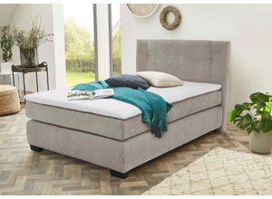 Boxspringbett JOCKENHÖFER GRUPPE "Family, inklusive 7-Zonen-TTFK-Matratzen und Kaltschaumtopper", beige (beige 403, 07), B:130cm L:213cm, Bezug Bett: Microfaser (100% Polyester), Topper und Matratzenspiegel: 100% Polyester, Komplettbetten, Boxspringbett, erhältlich in den Breiten 120,140 & 180cm