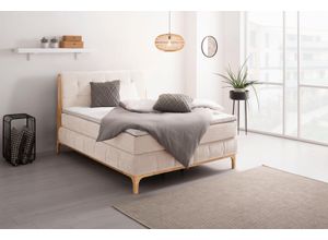 Boxspringbett OTTO PRODUCTS "Jelle", beige (natur), B:161cm L:216cm, Komplettbetten, Boxspringbett, zertifizierte, recycelte Bezugsstoffe, verschiedene Ausführungen