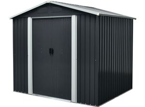 Gerätehaus PERGART "Dresden II 86", grau (schiefergrau), Metall, Gerätehäuser, Metall, mit Satteldach und integrierter Schiebetür, schiefer/creme