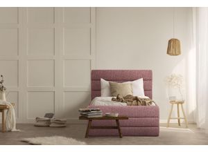 Polsterbett OTTO PRODUCTS "Merrit", rot (rot, grau), B:103cm H:124cm L:214cm, Struktur (70% recyceltes Polyester, 30% Polyester), Betten, Polsterbett Polsterbett ohne Bettkasten, Quernaht im Kopf- und Fußteil, in 5 Breiten, auch in 220 cm Länge