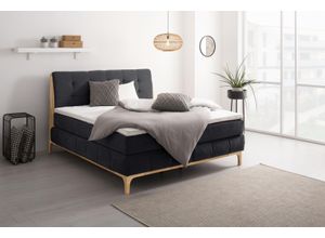 Boxspringbett OTTO PRODUCTS "Jelle", schwarz, B:181cm L:216cm, Komplettbetten, Boxspringbett, zertifizierte, recycelte Bezugsstoffe, verschiedene Ausführungen