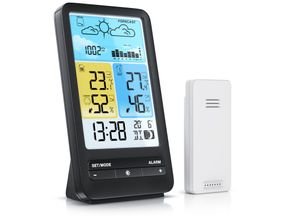BEARWARE - Wetterstation Funk mit Farbdisplay und Außensensor - DCF Signal - DST - Innen und Außentemperatur - Temperaturwarnung Alarm Frostalarm