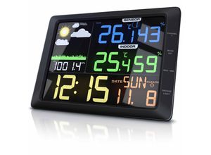 BEARWARE Wetterstation mit Außensensor, LCD Farbdisplay, Wettervorhersage, Luftdruck, Temperatur uvm.