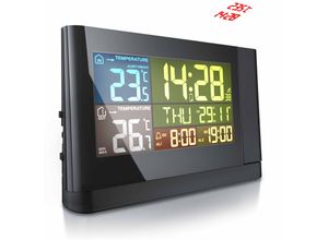 BEARWARE Wetterstation mit Außensensor, Funkwetterstation mit Projektion (um 180° drehbar) & Farbdisplay