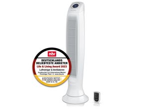 Brandson Turmventilator, Säulenventilator inkl. Fernbedienung, osziellierend, leise, Ventilator mit Timer & 3 Geschwindigkeiten, Weiß