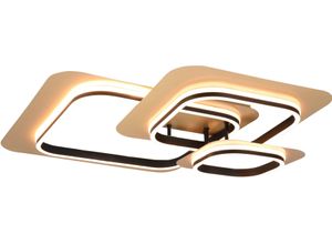 TRIO LEUCHTEN LED Deckenleuchte "Lugo", gold, H: 13,0cm, Lampen, Design Deckenleuchte schwarz-gold 3 Dimmstufen warmweiß 3000K 74x74 cm, Designlampe