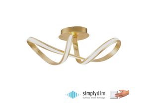 PAUL NEUHAUS Deckenleuchte "MELINDA", gold (goldfarben), H: 24,5cm, Lampen, LED, dimmbar, Simply Dim, Memory, nach Trennung vom Netz