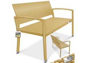 KESSER® Gartenbank Polyrattan 2-Sitzer Wetterfest Rattan-Sitzbank UV-Beständig & bis 320kg belastbar Balkon-Bank 125x62x90cm Garten-Möbel mit ergonomischen Armlehnen Für 2 Personen