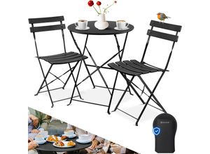 KESSER® Bistroset 3-teilig Bistrotisch mit 2 klappbaren Stühle Set Balkonset Balkonmöbel Klapp-Möbel Gartenset Sitzgarnitur Gartengarnitur Gartenmöbel Sitzgruppe Metall Bistro Gartentisch inkl. Abdeckung