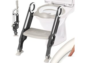 KIDIZ® Kinder Toilettensitz Toilettentrainer mit Treppe und Griffe Faltbar Kindertoilette WC Sitz Töpfchentrainer Lerntöpfchen bequemem Kissen und breiten Stufen Toilettentreppe höhenverstellbar