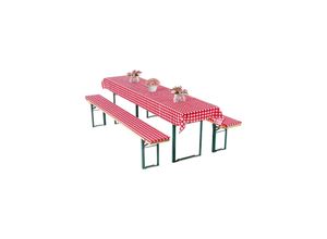 Bierbankauflagen-Set, Auflage Tischdecke 3-teilig Rot/Weiß
