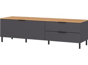 Produktbild TV-Schrank GERMANIA "California", braun (graphit, navarra, eiche, nachbildung), B:164cm H:47cm T:47cm, Spanplatte, Schränke, TV-Sideboard