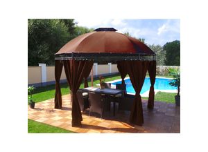 Swing&Harmonie LED - Pavillon 350cm Lavo - mit Seitenwänden und LED Beleuchtung + Solarmodul Runder Gartenpavillon Partyzelt Gartenzelt Rund - versch. Ausführungen