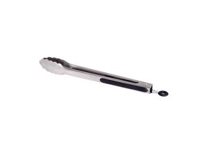 Hochwertige Edelstahl BBQ-/Grill-Zange, mit gezahnten Greifern und gummiertem Griff, 31 cm