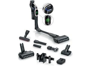 BOSCH Akku-Stielstaubsauger "Unlimited 10 BKS1051GQC, MicroClean™ Technology, Display, Knickrohr", grau (schwarz cream), B:25cm H:130cm T:21,6cm, Akkusauger, HEPA-Filtersystem, 10 Jahre Motorgarantie, Schnellladegerät, grau