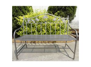 Garden Pleasure Eisen Gartenbank Sitzbank Parkbank Garten Terrasse Bank silber