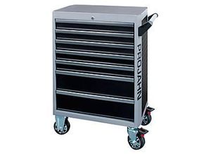 Werkstattwagen PROJAHN GALAXY, Stahlblech, 7 Schubladen, bis 450 kg, abschließbar, Schwarz/Silbergrau
