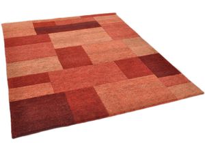 Wollteppich THEKO "Dalas - 7709", rot, B:70cm H:18mm L:140cm, Schurwolle, Teppiche, reine Wolle, handgeknüpft, Patchwork Design