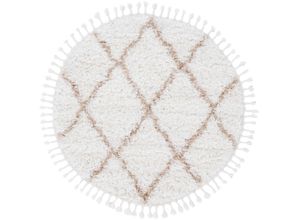Hochflor-Teppich CARPETFINE "Eddy", beige, H:30mm Ø:300cm, Polyester, Teppiche, Fransenteppich, Shaggy Langflor mit Fransen, starke Größenauswahl, Wohnzimmer