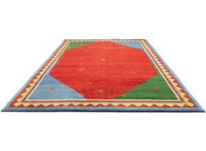 Wollteppich MORGENLAND "GABBEH DESERT", rot, B:140cm H:19mm L:200cm, Wolle, Teppiche, reine Schurwolle Nomade, Wohnzimmer