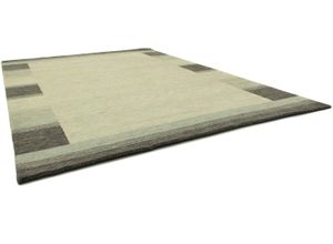 Wollteppich MORGENLAND "GABBEH FEIN LUXO", silber (silberfarben), B:140cm H:18mm L:200cm, Wolle, Teppiche, reine Schurwolle Bordüre, Wohnzimmer