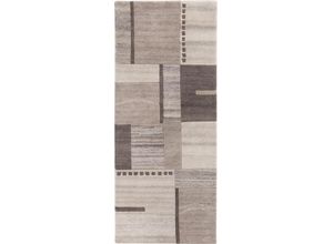 Läufer LUXOR LIVING "Henderson" Gr. 11, beige, B:80cm H:8mm L:200cm, Wolle, Teppiche, Teppich-Läufer, reine Wolle, handgeknüpft, Patchwork Design