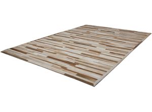 Fellteppich KAYOOM "Lavish 110" Gr. 2, beige (creme), B:80cm H:8mm L:150cm, Leder, Teppiche, Patchwork-echtes Leder-Fell, Wohnzimmer