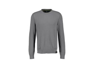 Strickpullover LERROS "LERROS Basic Strickpullover", Herren, Gr. XXL, grau (ash grau melange), 100% Baumwolle, Langarm, Pullover