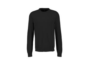 Strickpullover LERROS "LERROS Basic Strickpullover", Herren, Gr. M, schwarz, 100% Baumwolle, Langarm, Pullover