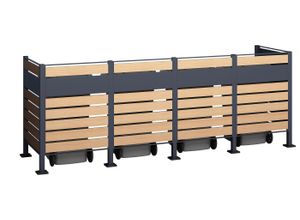 Mülltonnenbox WESTMANN "Planum", grau (anthrazit, holzoptik), B:90cm H:120cm T:330cm, Stahl, Aufbewahrungsboxen, Platz für 4 Mülltonnen je 240 L