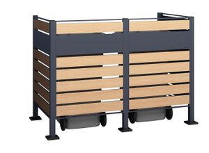 Mülltonnenbox WESTMANN "Planum", grau (anthrazit, holzoptik), B:90cm H:120cm T:170cm, Stahl, Aufbewahrungsboxen, für 2 Mülltonnen je 240 L