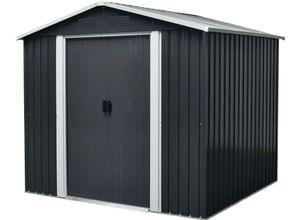 Gerätehaus PERGART "Dresden II 106", grau (schiefergrau), Metall, Gerätehäuser, Metall, mit Satteldach und integrierter Schiebetür, schiefer/creme