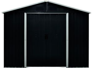 Gerätehaus PERGART "Dresden II 108", grau (schiefergrau), Metall, Gerätehäuser, Metall, mit Satteldach und integrierter Schiebetür, schiefer/creme