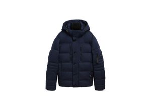 TOM TAILOR Herren Pufferjacke mit abnehmbarer Kapuze, blau, Uni, Gr. XXXL