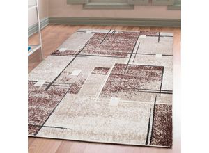 Teppich MY HOME "Deblin" Gr. 31, beige (sand), B:280cm H:9mm L:380cm, Kunstfaser, Teppiche, weicher Flor, Kurzflor, Karo-Design, modern, geometrisches Muster