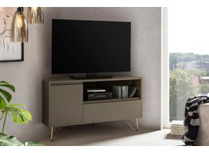 TV-Board SALESFEVER, grau, B:100cm H:58cm T:50cm, MDF, Sideboards, Ecklösung, TV-Kommode matt lackiert, Push-to-open Funktion