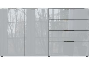 Produktbild Sideboard GERMANIA "Oakland", grau (graphit, silbergrau), B:184cm H:102cm T:42cm, Spanplatte, Glas, Sicherheitsglas ESG, Sideboards, in 2 Breiten, Fronten und Oberboden mit Glasauflage