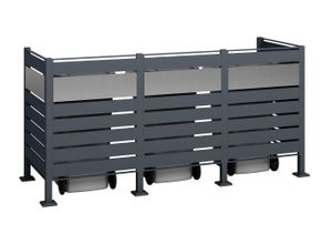 Mülltonnenbox WESTMANN "Planum", grau (anthrazit), B:90cm H:120cm T:250cm, Stahl, Aufbewahrungsboxen, Platz für 3 Mülltonnen á 240 l
