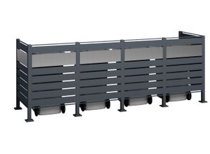 Mülltonnenbox WESTMANN "Planum", grau (anthrazit), B:90cm H:120cm T:330cm, Stahl, Aufbewahrungsboxen, Platz für 4 Mülltonnen je 240 L