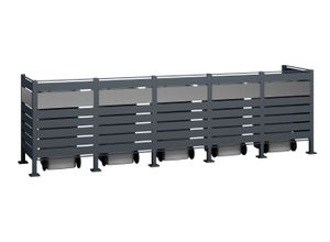 Mülltonnenbox WESTMANN "Planum", grau (anthrazit), B:90cm H:120cm T:410cm, Stahl, Aufbewahrungsboxen, Platz für 5 Mülltonnen je 240 L