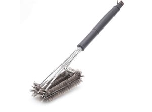 ALL'GRILL BBQ Grillbürste mit 3er-Edelstahlbürstenkopf, 44 cm Gesamtlänge, flexibel federnd, ideal für Grillroste und Gussgrillplatten