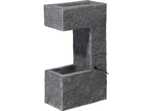 Dobar Polyresin-Brunnen mit Pumpe und LED´s, eckig mit Pflanzenoption