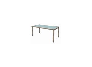 Polyrattan Premium Gartentisch 205x100cm elfenbein Esstisch Garten Glas Tisch
