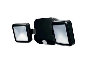 LEDVANCE LED-Außenleuchte mit Dämmerungssensor und Bewegungsmelder Battery LED Spotlight Double, schwarz 10 W