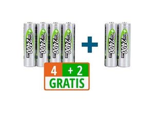4 + 2 GRATIS: 4 ANSMANN Akkus Photo Mignon AA 2.400 mAh + GRATIS 2 St.
