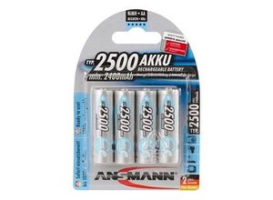 4 ANSMANN Akkus Mignon AA 2.400 mAh