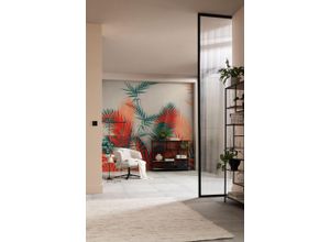 Fototapete KOMAR "Komar Vlies Fototapete - Tropical Trip - Größe 300 x 250 cm", lila (modern), H:0,83m L:2,5m, Vlies, Tapeten