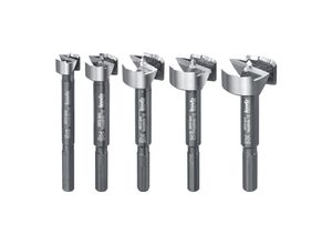 kwb Speed Forstnerbohrer-Set 15 20 25 30 und 35 mm, schnelles Bohren in allen Hölzern, Bohrer-Satz zur Holzbearbeitung, DIN 7483 G, mit 8 mm Schaft, insb. für Akku-Schrauber und Akku-Bohrschrauber
