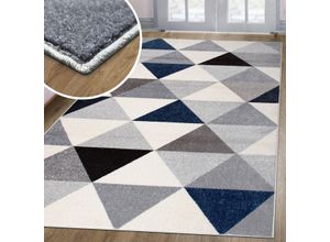 Teppich MY HOME "Berlad Geo" Gr. 7, blau, B:240cm H:9mm L:320cm, Kunstfaser, Teppiche, mit besonders weichem Flor, Kurzflor, modernes geometrisches Design