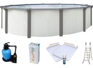 Rundpool KWAD "»Supreme« all in Premium Folie", grau (weiß, farbe innen: grau), B:460cm H:132cm L:460cm, Schwimmbecken, ØxH: 460x132cm, inkl. Bodenisolationsset